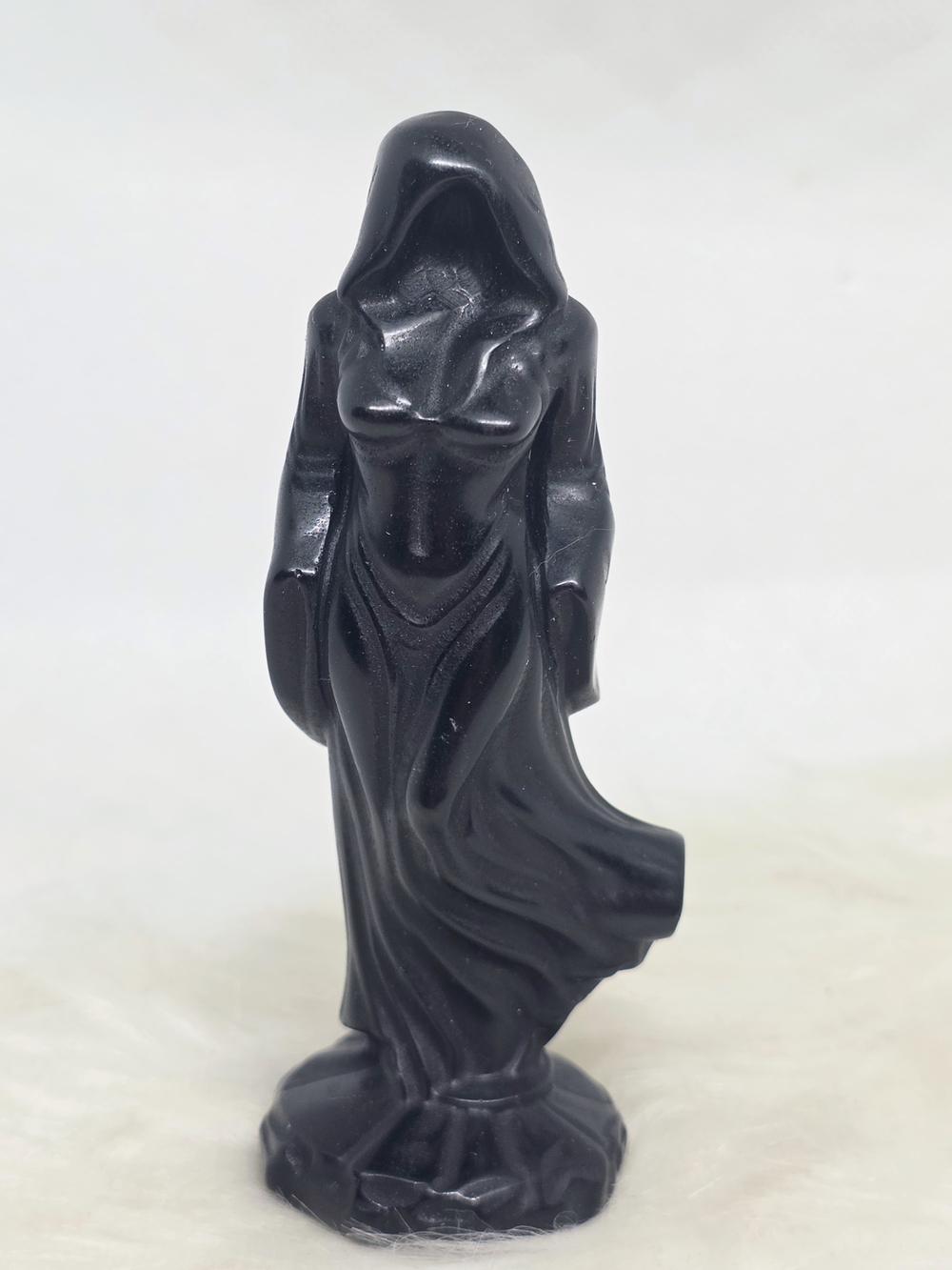 🖤 Black Obsidian Hooded Goddess | Crystal Goddess Statue | Divine Feminine